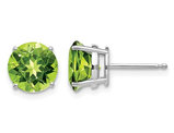 4.50 Carat (ctw) Natural Peridot Solitaire Stud Earrings 8.0mm in 14K White Gold